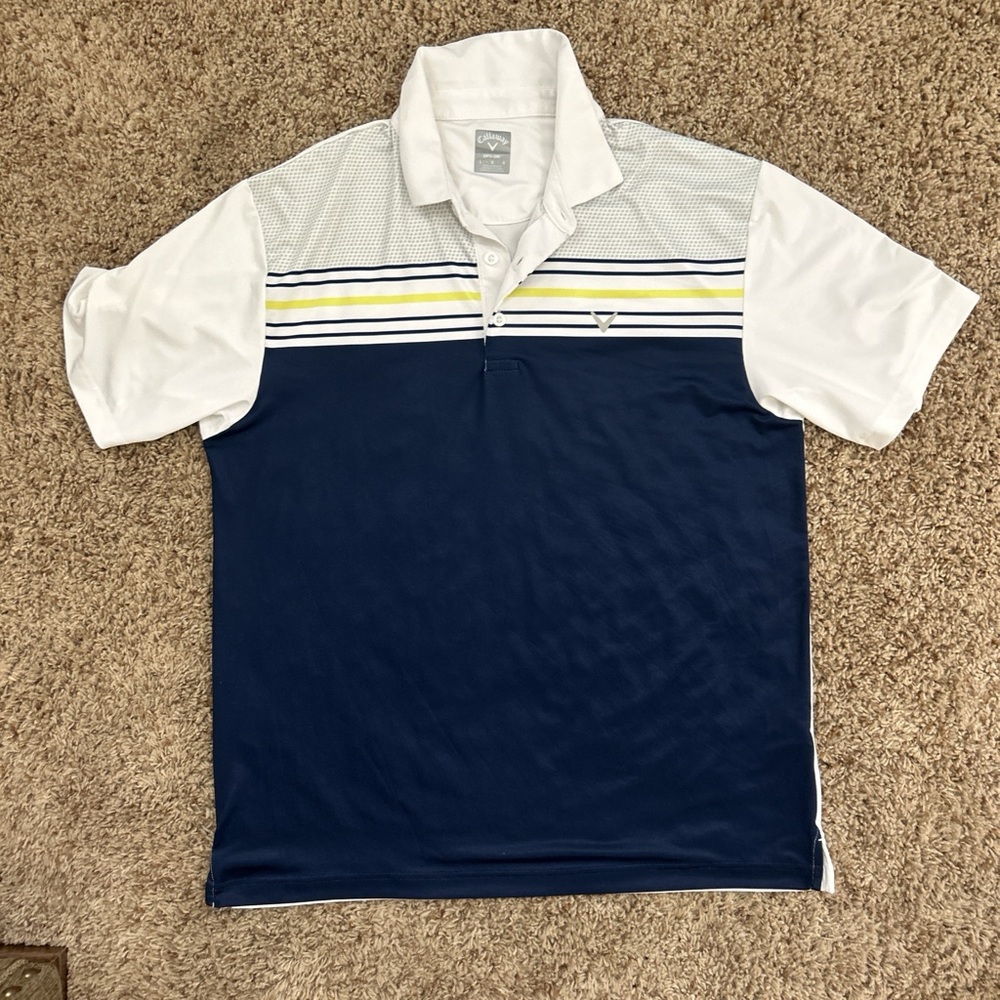 Callaway White, Navy, and Yellow Polo Shirt